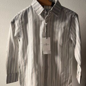 Craft‎ Flow Gray Casual Button Down Big Boy Shirt with Subtle Stripes 8(S) NWT
